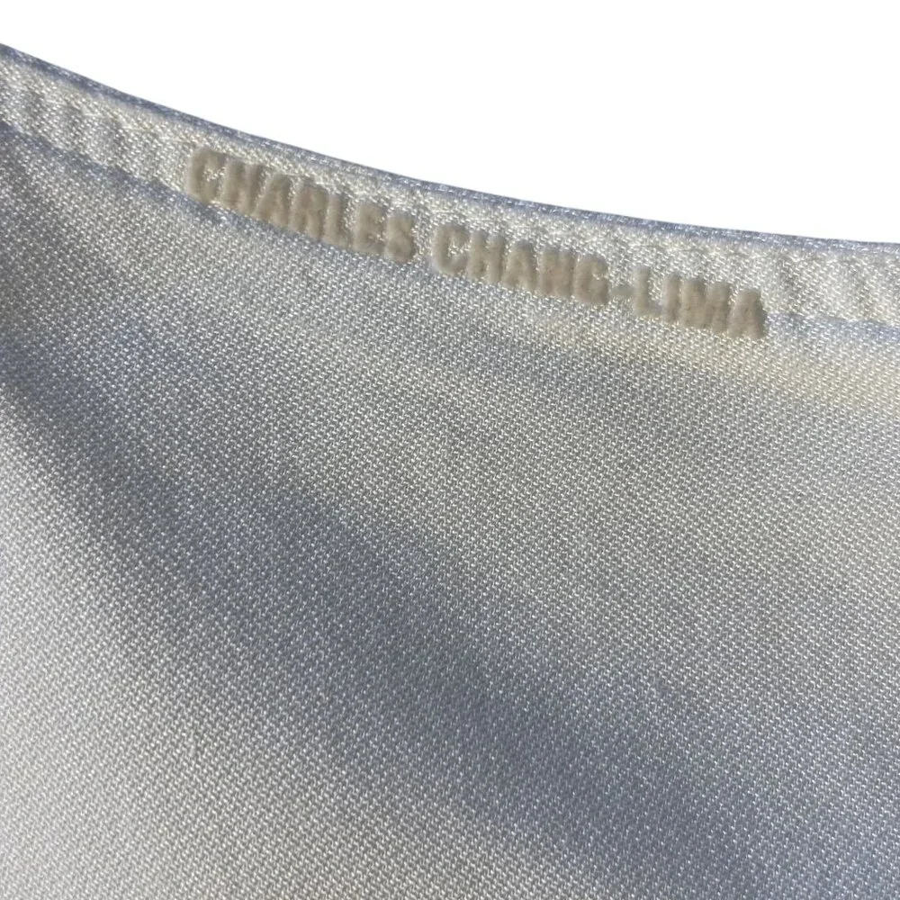 Charles Chang-Lima White Sleeveless Asymmetrical Dress With Button Back & Jewel - Picture 2 of 13